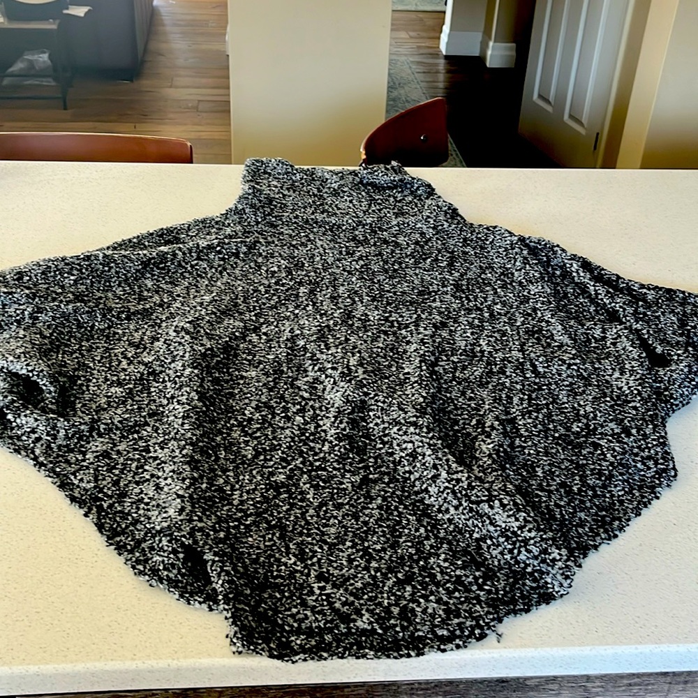 Boucle Knit Cowl Neck Poncho